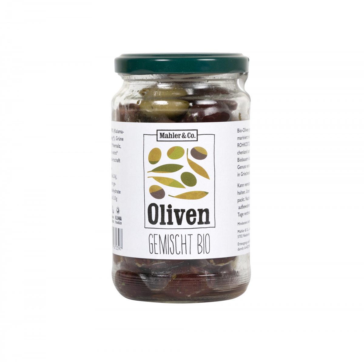 Mahler Oliven gemischt ohne Stein Glas 170g